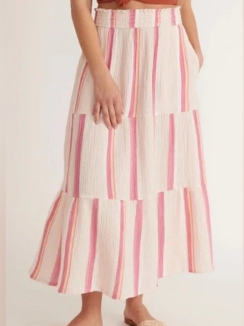 Marine Layer Corrine Cotton Gauze Tiered Maxi Skirt size XS